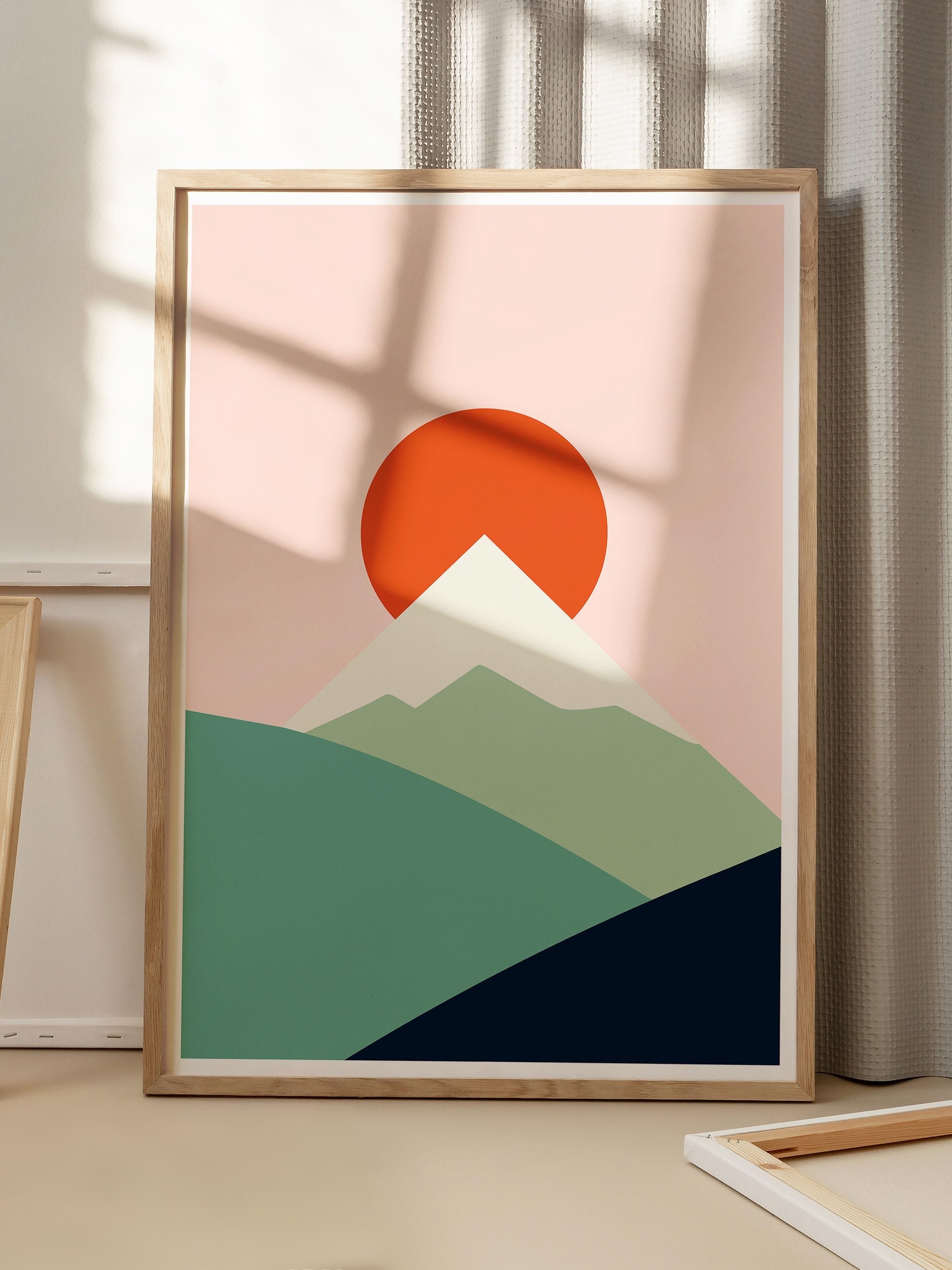 Minimalist Dağ ve Güneş-poster-Poster Depo