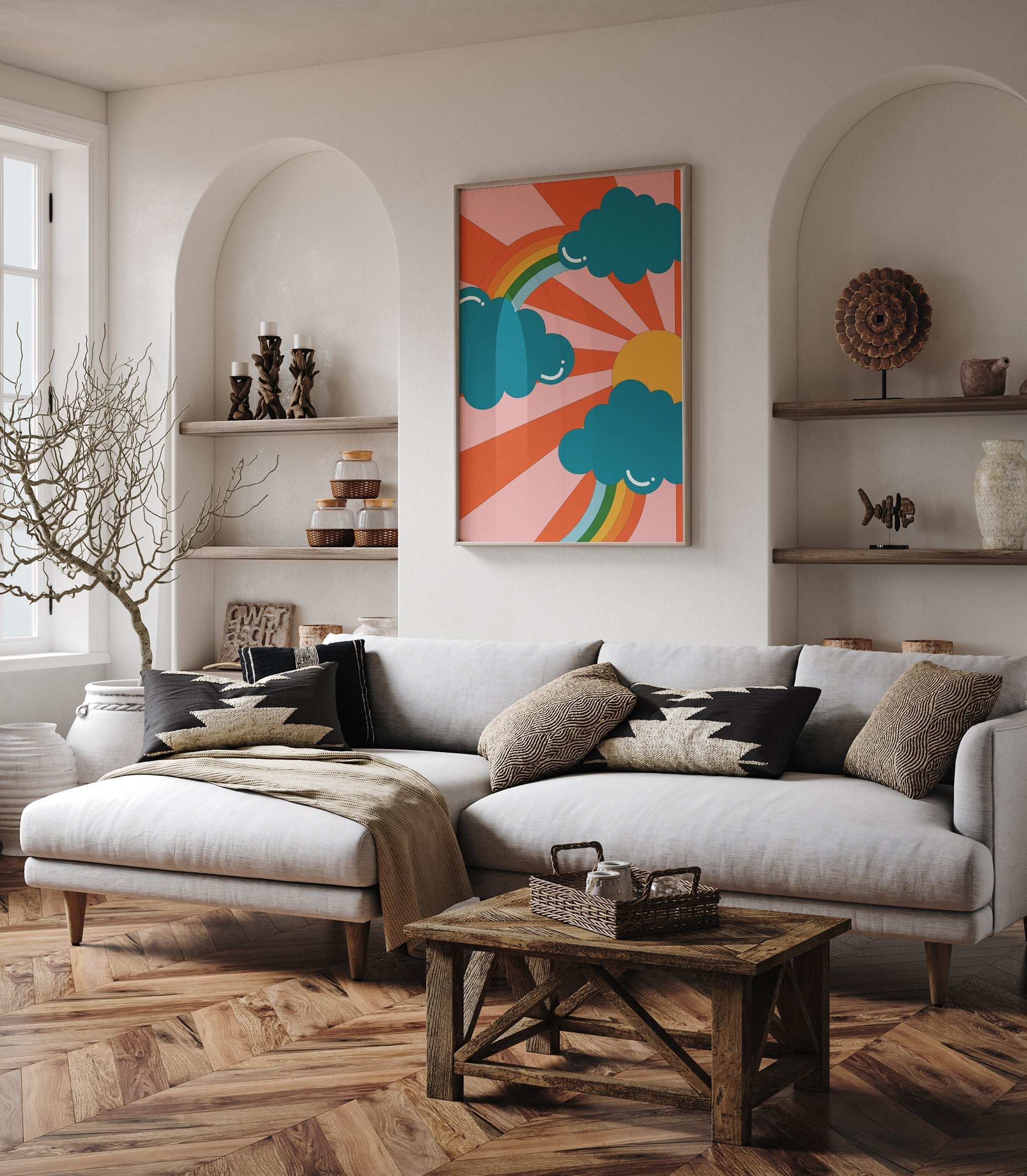 Harika Güneş ve bulutlar-poster-Poster Depo