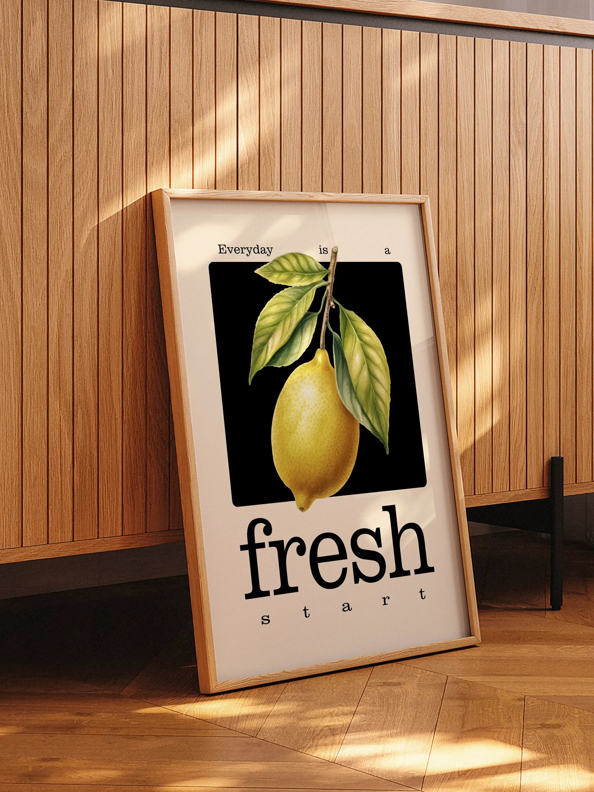 Limon ve motive edici söz içeren ilham verici duvar sanatı.